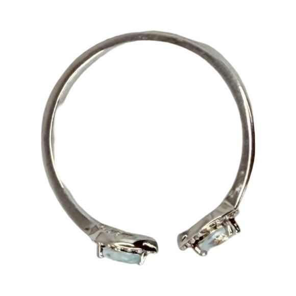 Aquamarine Pear Open Front Ring Sz 10 Rhodium Plated Marquise pretty - Picture 16 of 16